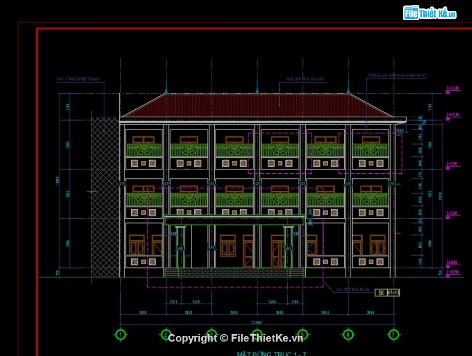 autocad trường mầm non,Cad trường mầm non 13.2x21.6m,Thiết kế trường mầm non,file cad trường mầm non,Trường mầm non 13.2x21.6m